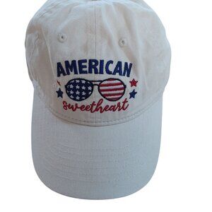 Infinity Her Baseball Cap Womens White Cotton Embroidered American Sweetheart NE
